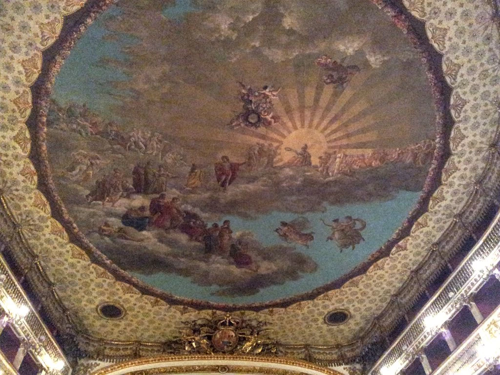 Apollo che presenta a Minerva i più grandi poeti del mondo - soffitto del Real Teatro di San Carlo di Napoli